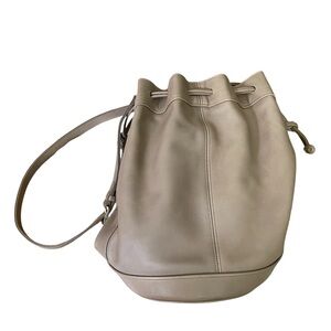 Vintage Coach Taupe Putty Drawstring Bucket Bag